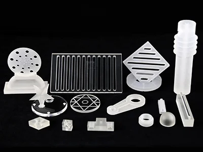 Piezas de cuarzo y vidrio mecanizadas por CNC